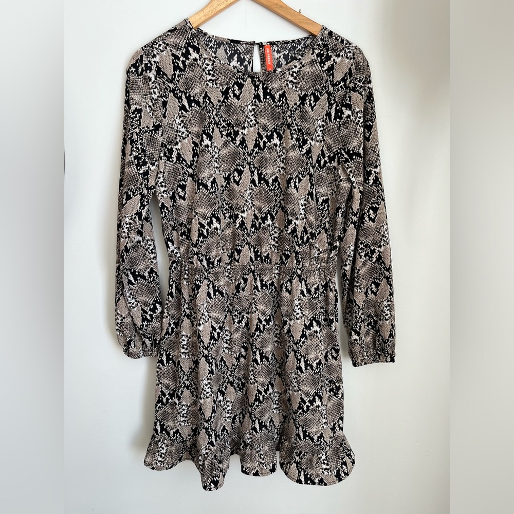 Snake Print Long Sleeve Dress